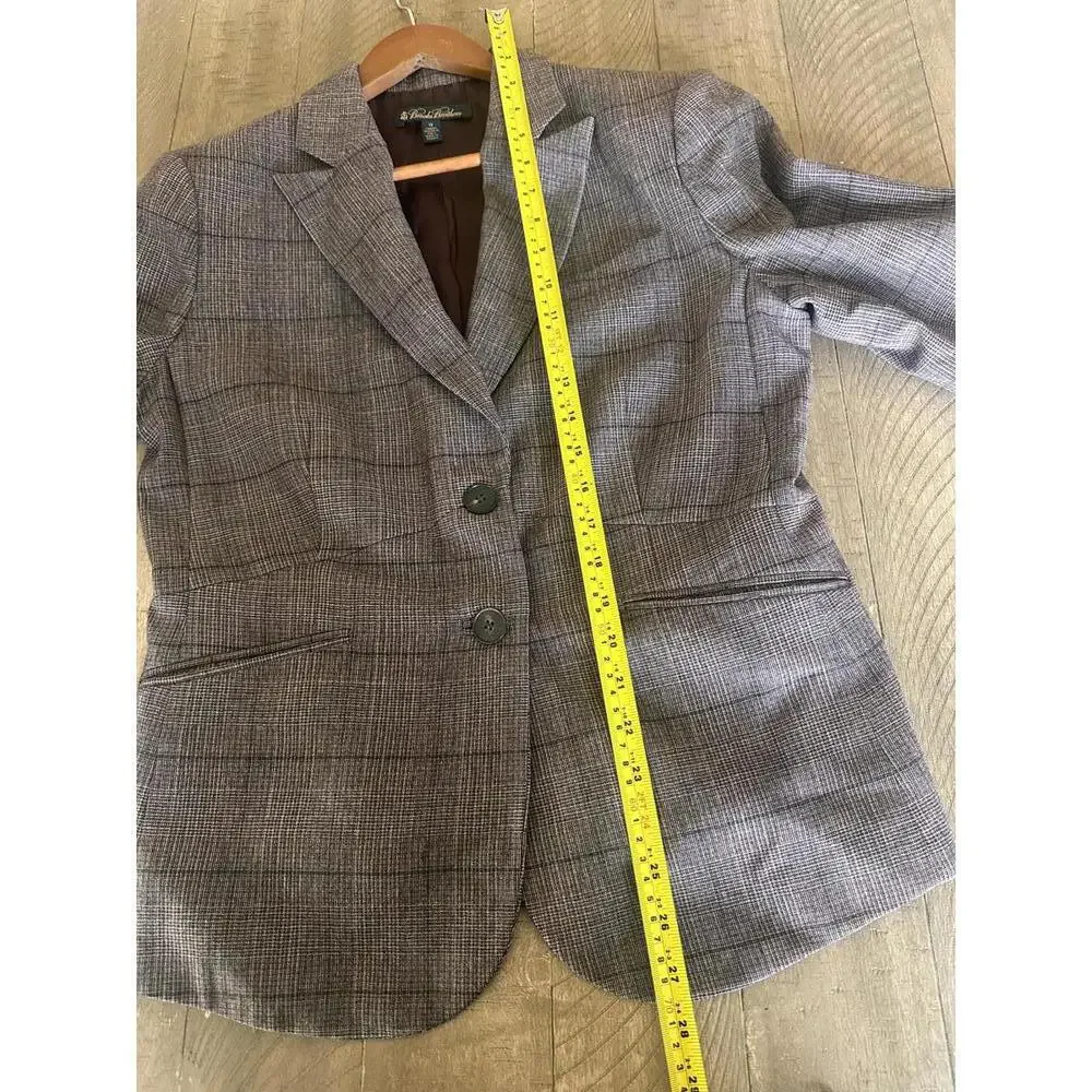 Brooks Brothers Wool & Cashmere Blend Purple Plaid Blazer Jacket Women’s size 12 - Picture 10 of 15